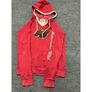 Old Time Hockey Hoodie Womens Size L Red Minnesota Wild NHL Pullover Logo